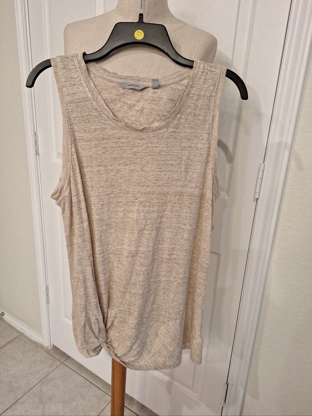 Athleta Beige Heather Twist-Hem Tank Top Womans Size Med
